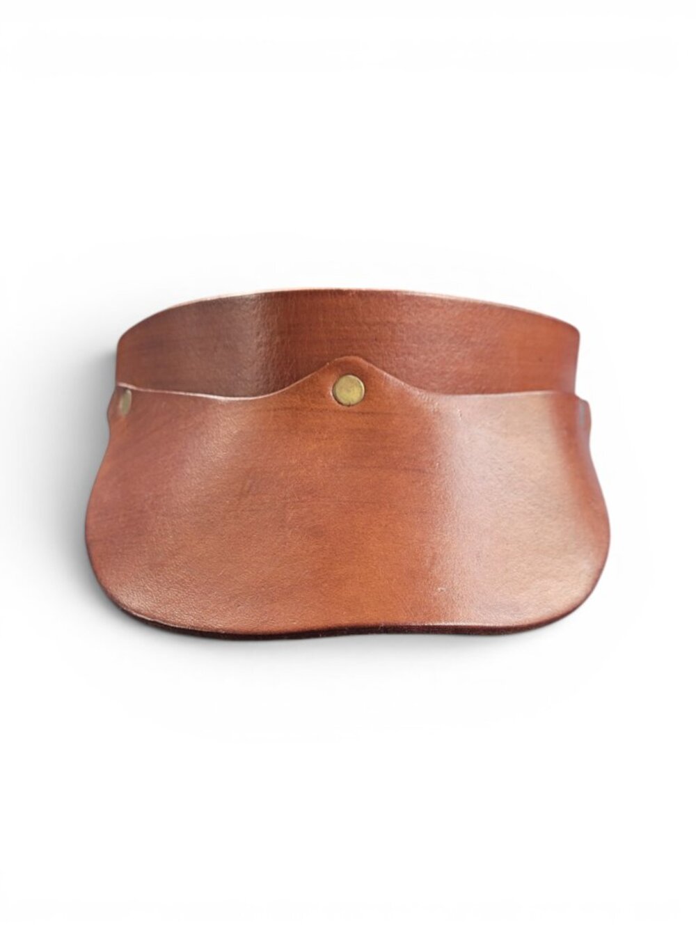 Artisan Made Leather Sun Visor in Rich Golden Brown with Brushed Gold Accents - Picture 2 of 13